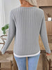 Ribbed Knit Long Sleeve Fake Two-Piece T-Shirt by Simply Love