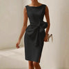 Women's Bow-Knot Sleeveless Midi Dress – High Waist A-Line by FitiqueFit