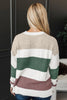 Brown Mixed Texture Knit Striped Colorblock Loose Sweater by Wild and Free Boutique