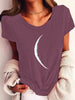 Wide Collar Printed T-Shirt – Casual Short Sleeve Top for Women by FitiqueFit