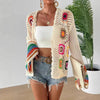 Hand-Crocheted Floral Cardigan Sweater | Boho Open Front Knit Top by FitiqueFit