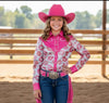 Girls Smooch & Spur Western Pearl Snap Rodeo Shirt by Neon Spur