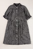 Blue Mineral Washed Ruffled Short Sleeve Pocketed Denim Dress