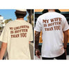 I Love My Partner T-Shirt – Funny “My Girlfriend/Wife Is Hotter Than You” Graphic Tee, Valentine’s Day Gift for Men or Women by Dog Mom Hat