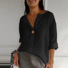 Women's V-Neck Long-Sleeve Button Top – Loose Fit Casual Blouse by FitiqueFit