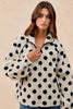 BiBi Polka Dot Sherpa Half Zip Up Top with Side Pocket by FitiqueFit