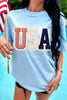 Light Blue USA Patriotic Printed T Shirt by Wild and Free Boutique