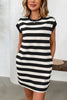 Simple Contrast Striped Round Neck Short Sleeve Mini Dress Casual & Comfortable Everyday Dress for Women by Stevvex
