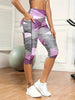 Women's Oversized Sports Tights, Purple Striped Random Print by FitiqueFit