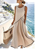 Striped Print Maxi Dress – Short Sleeve Beach Vacation Dress by FitiqueFit
