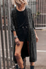 Apricot Sequin 3/4 Sleeve Open Front Duster Kimono