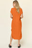 Double Take Full Size Round Neck Short Sleeve Slit Dress Stylish & Comfortable Casual Dress by Stevvex