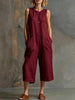 Women's Retro Sleeveless Wide-Leg Cropped Jumpsuit by FitiqueFit