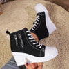 Women's Canvas Wedge Platform Lace-Up Sneakers by FitiqueFit