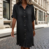 Women's Faux Denim Ruffle-Sleeve Shirt Dress by FitiqueFit