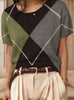 Women's Retro Short-Sleeve Jacquard Knit Top by FitiqueFit