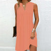 Ladies’ Notch V‑Neck Pleated Petal‑Sleeve Maxi Dress by FitiqueFit