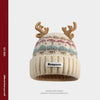 Women's Knitted Hat With Christmas Antlers Thick Warm And Adorable by My Store