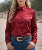 Scarlet Crystal Heart Satin Button Up Rodeo Shirt by Neon Spur