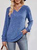 Ribbed Knit V-Neck Long Sleeve T-Shirt by Simply Love