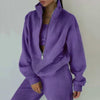 Women's 2-Piece Zip Neck Long Sleeve Sweatshirt & Slim Fit Pants Set by FitiqueFit