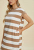 Full Size Striped Round Neck Cap Sleeve Mini Dress For Women – Striped Mini Dress, Full-Size Round Neck Dress, Comfortable Cap Sleeve Dress, Chic Striped Dress, Flattering Mini Dress, Casual Everyday Dress, Versatile Striped Dress by Stevvex