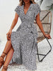 Summer Floral Boho Dress - Short Sleeve Ruffle Flowy Maxi Dresses by FitiqueFit