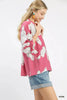 Umgee Peony Illustration Print Flounce Sleeve Blouse by FitiqueFit
