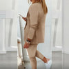 Women’s Notch-Lapel Blazer & Drawstring Pants Suit Set by FitiqueFit