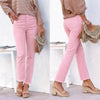 Women's Straight Leg Ankle-Length Raw Hem Denim Pants – Casual High-Waist Jeans by FitiqueFit