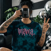Teal mama heart embroidered tie dye T-shirt by Madness & Mayhem LLC