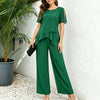 Women's Irregular Hem Top & Wide Leg Pants Two-Piece Set by FitiqueFit