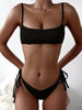 Bikinis Solid Push Up Padded Bikini Set Women Tie Side Bottom Padded Top Triangle Bikini String Bathing Suit Two Piece Swimsuit New High Waist Side Tie Swimsuit Female Swimwear Women Bather by Stevvex