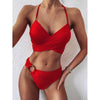 Fashion Bikini Set One Shoulder Women's Swimsuits High Waist Bright Color Swimwear Women Rings Ribbed Bikinis Women's Ribbed O-Ring String Bikini Swimsuit Comfortable Swimwear Two Pieces Bathing Suit by Stevvex