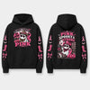 Unisex Pink Breast Cancer Awareness Horror Print Hoodie – Scary Movie Character Graphic Pullover, Halloween Pink Ribbon Support Sweatshirt