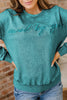 High-rise saved by grace Letter Embroidery Mineral Wash Loose Sweatshirt by Wild and Free Boutique