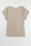 Smoke Gray Button Detail Batwing Sleeve Casual Tee