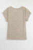 Smoke Gray Button Detail Batwing Sleeve Casual Tee