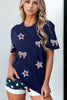 Sequin Star Round Neck Short Sleeve T-Shirt by Simply Love