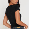 Women's Lace Up Hollow Out Short Sleeve Top by My Store