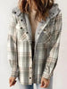 Plaid Snap Down Plush Hooded Jacket Soft & Warm Women Outerwear Cozy And Comfortable Jacket by Stevvex
