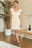Tie Back V-Neck Ruffle Sleeve Summer Dress For Women – Elegant, Chic & Trendy V-Neck Fluttering Dress with Ruffles & Tie Detail by Stevvex