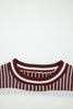 Brown Two Tone Striped Patchwork Drop Shoulder Sweater by Wild and Free Boutique