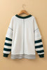 White Stripe Bowknot Patched Pattern Contrast Stitching Pullover Trendy Sweatshirt by Wild and Free Boutique