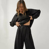 Women’s French Casual Two-Piece Suit – High-Waist Trousers Elegant Set by FitiqueFit