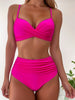 Tropical Vibe High Waist Bikini Set – Flirty V-Neck Swimsuit with Layered Colorblock High Cut Bottom Crisscross Strap Detail & Ultra-Stretch Comfort – Women's Two Piece Swimwear for Summer Beach Pool & Vacation Fun by Stevvex