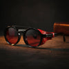 Retro Round Leather Frame Sunglasses – Vintage Fashion Eyewear by FitiqueFit