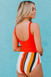Black Square Neck Sleeveless Fashion Print Tankini Set