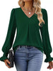 V-Neck Long Sleeve Ruffle Cuff Blouse by Wild and Free Boutique
