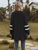 Striped Open Front Dropped Shoulder Cardigan